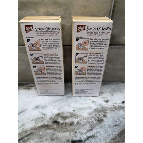 SC Johnson Glade Scented Oil Candles Refill Spiced Rose & Vanilla 1.5Oz Set Of 2 - Picture 3 of 7